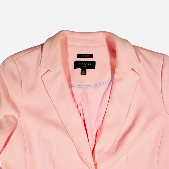 Talbots Petite Aberdeen Cotton Blend Pink Blazer - Picture 3 of 14